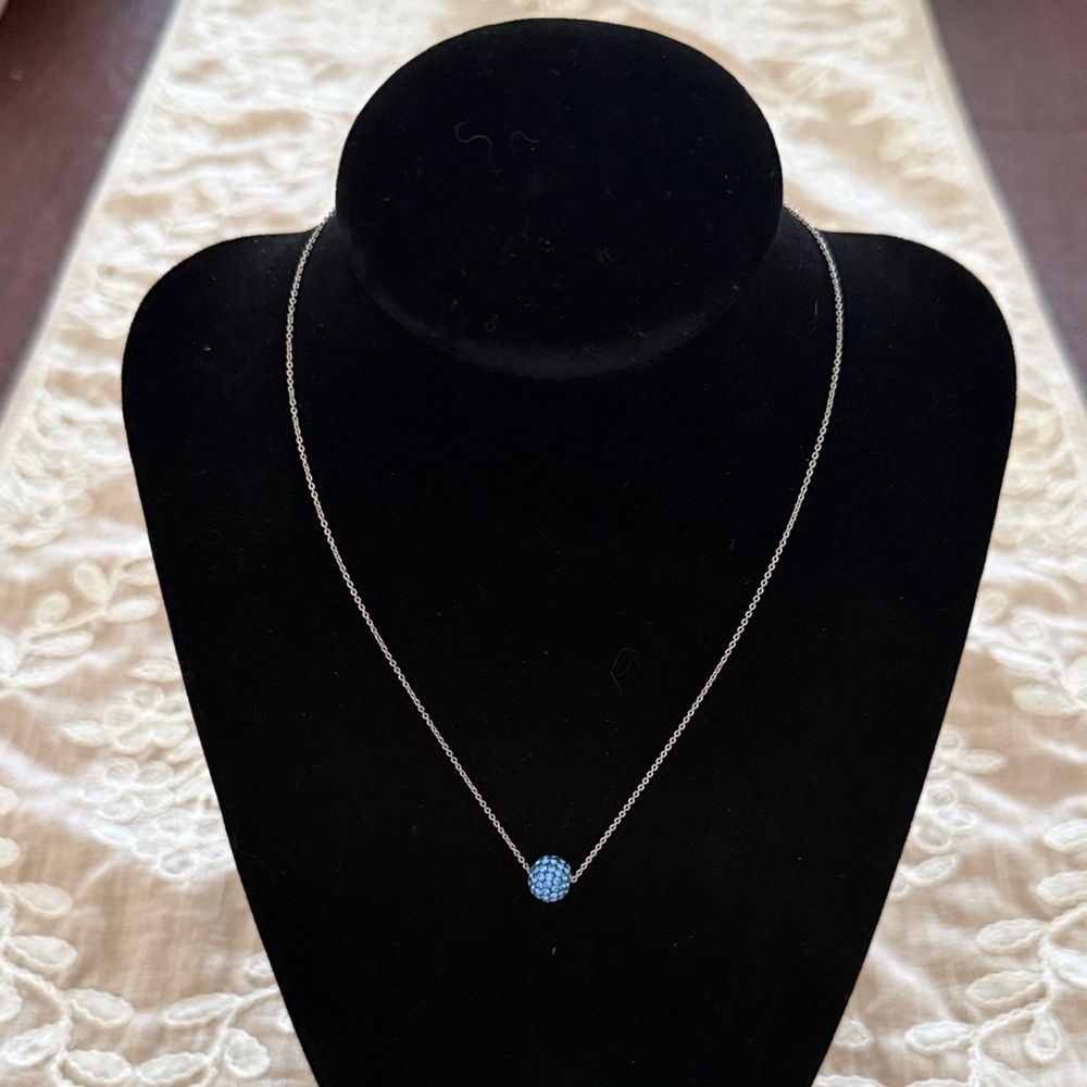 Delicate Blue Crystal Pendant Necklace - Women Jewelry